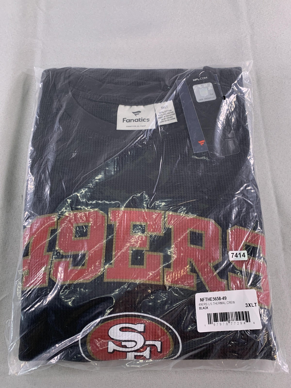 San Francisco 49ers Shirt Mens 3XLT Black NFL Football Long Sleeve Thermal code