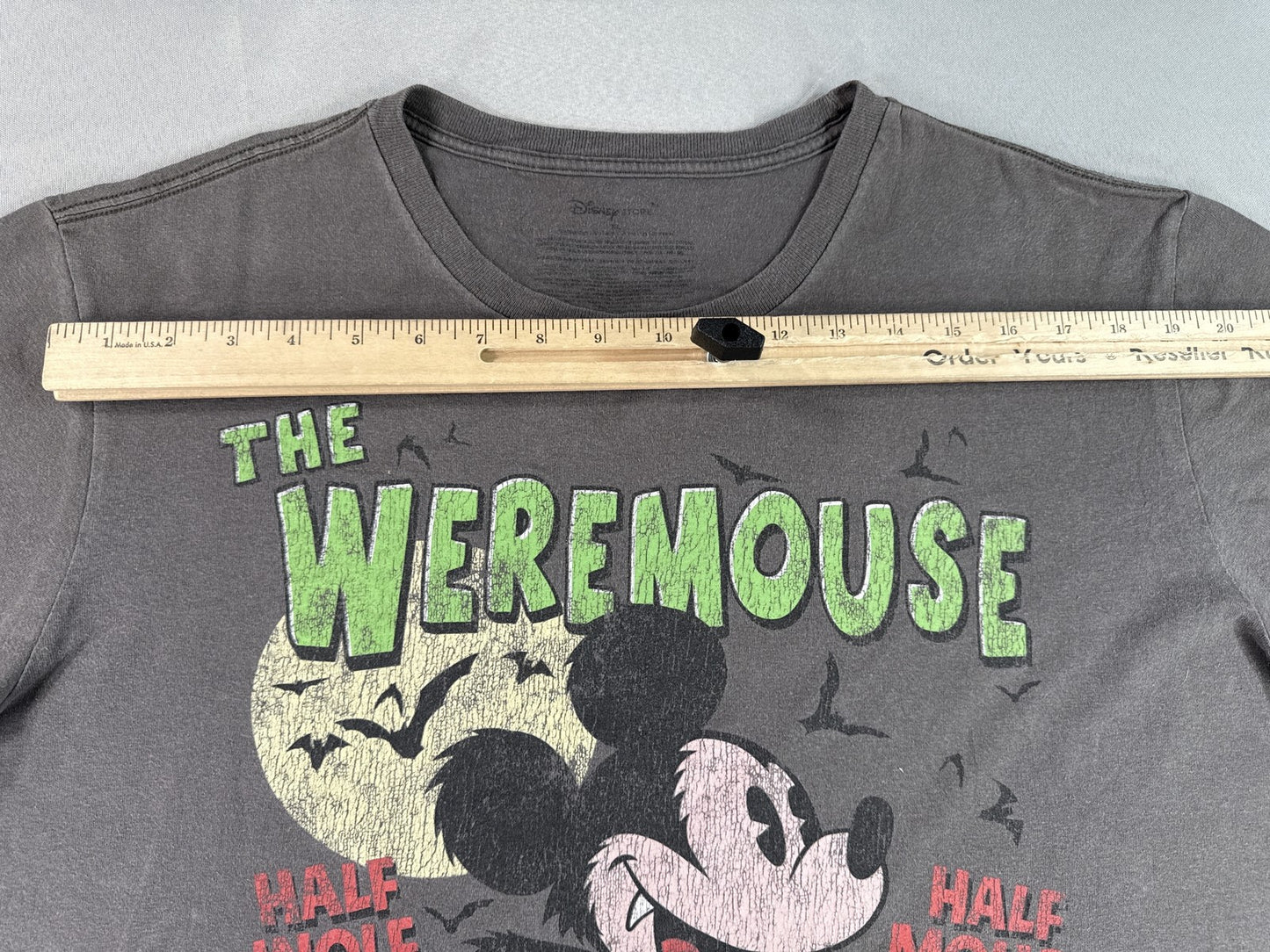 Disney WereMouse Mickey Mouse Graphic Tee Black Vintage Style Short Sleeve