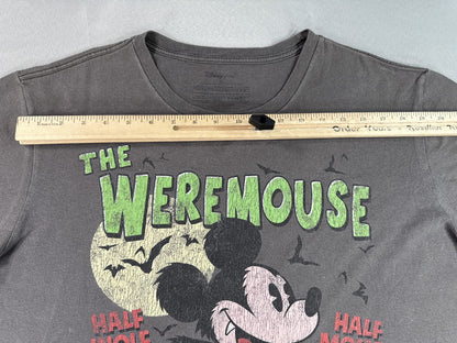 Disney WereMouse Mickey Mouse Graphic Tee Black Vintage Style Short Sleeve