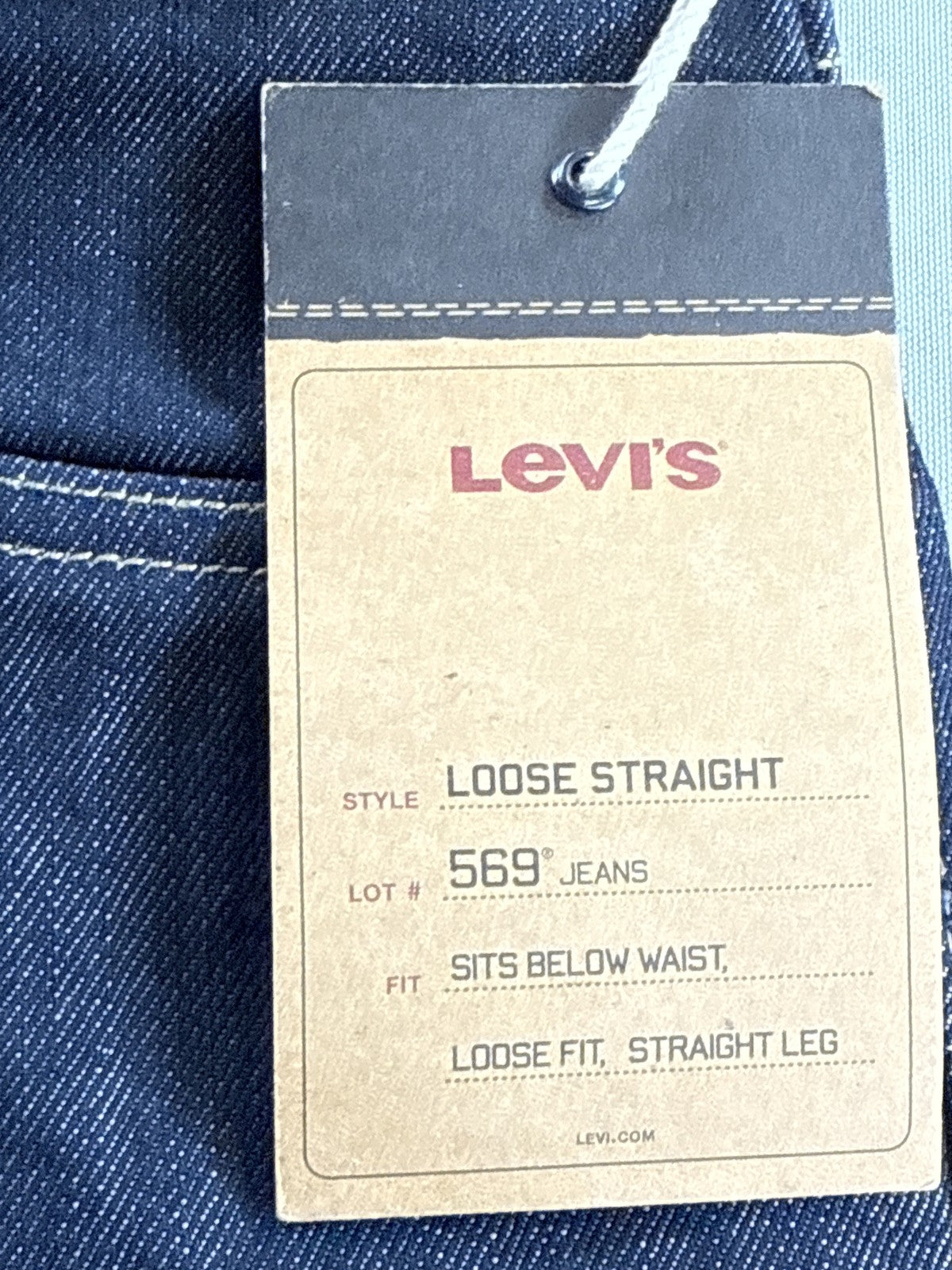 Levi's 569 Straight Leg Dark Wash Denim Jeans W34 L30 100% Cotton New Tags Mid