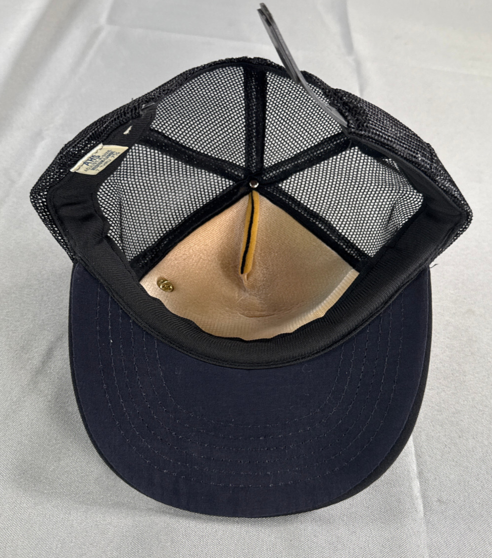Vintage AHS Miami Vice Lottery Trucker Hat Black Mesh Cap Taiwan 80s M-L Snapbac