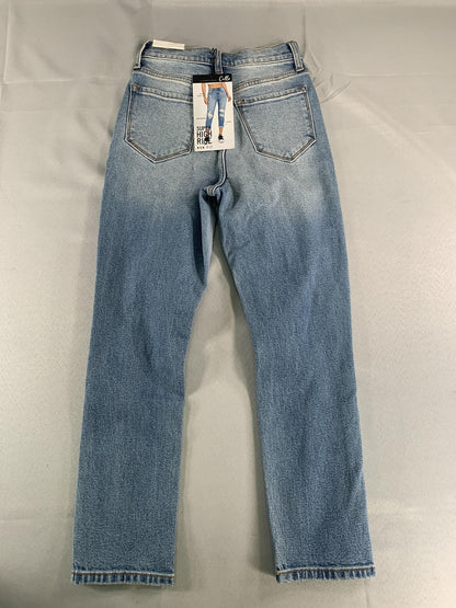 Cello Jeans Womens 00 23 Blue Super High Rise Mom Fit Distressed Denim Authentic