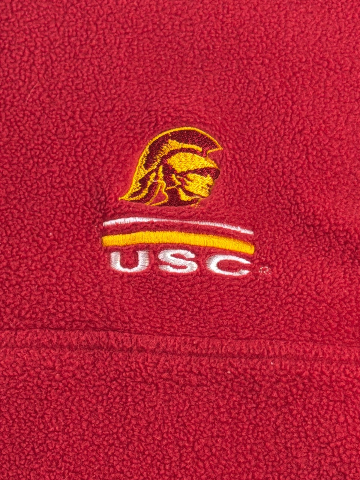 USC Trojans Starter Vintage Fleece Quarter Zip Pullover XL Red Gold Embroidered