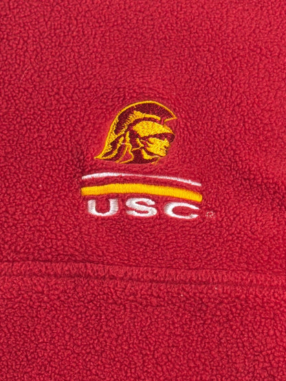USC Trojans Starter Vintage Fleece Quarter Zip Pullover XL Red Gold Embroidered