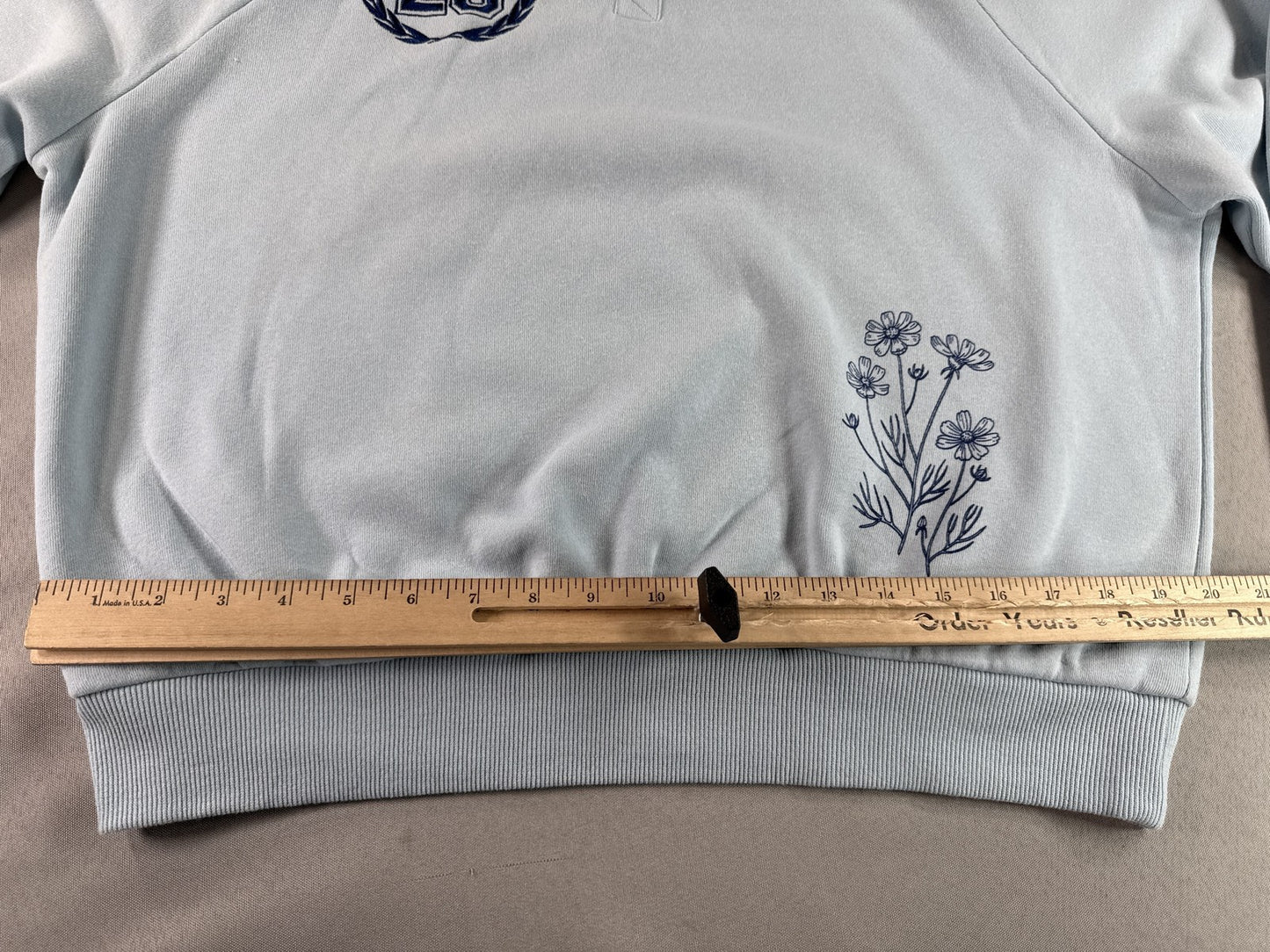 Zoe Liv Floral Nature Pullover Sweater Womens S Light Blue Cotton Polyester Boho