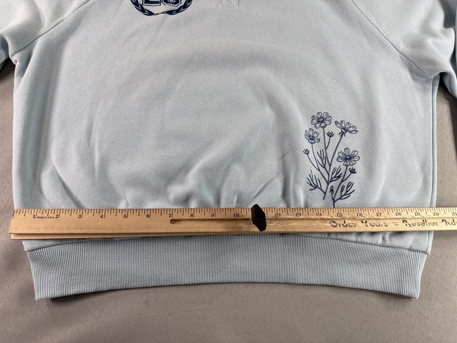 Zoe Liv Floral Nature Pullover Sweater Womens S Light Blue Cotton Polyester Boho