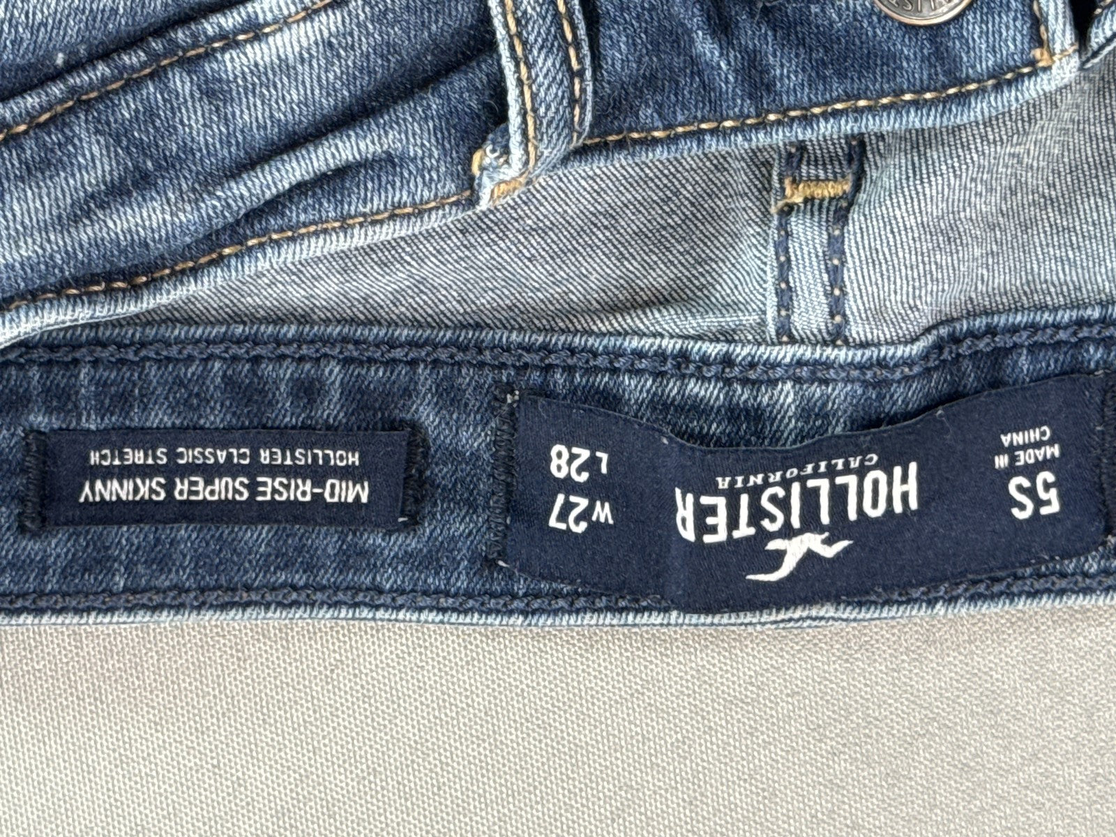Hollister Skinny Jeans Womens W27 L28 Blue Denim Low Rise Five pocket Design L29