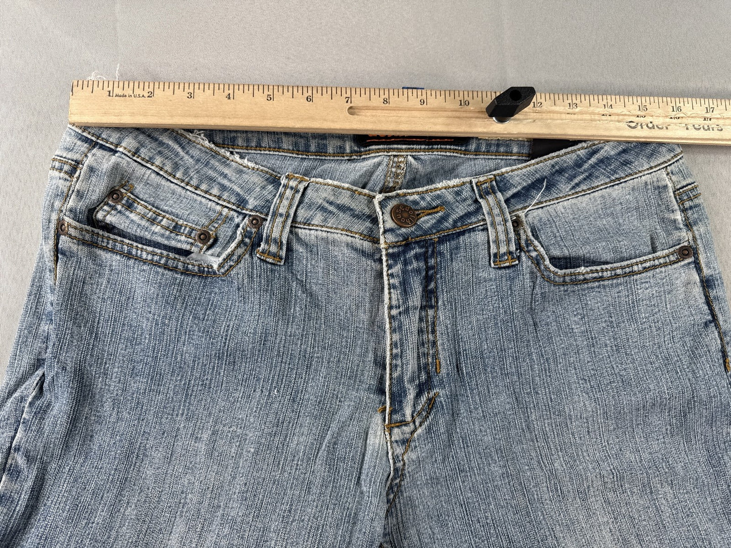 Dollhouse Flare Jeans 11 11/12 Blue Distressed Denim Low Rise Y2K Boho Indie