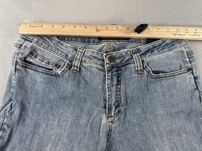 Dollhouse Flare Jeans 11 11/12 Blue Distressed Denim Low Rise Y2K Boho Indie