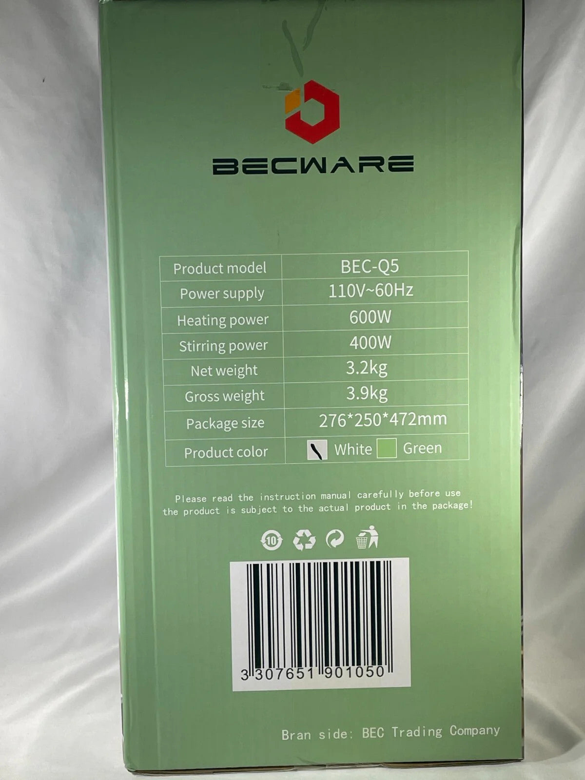 BECWARE BEC-Q5 Multifunctional Heater Blender 1300ml Soy Milk Machine Green 0px