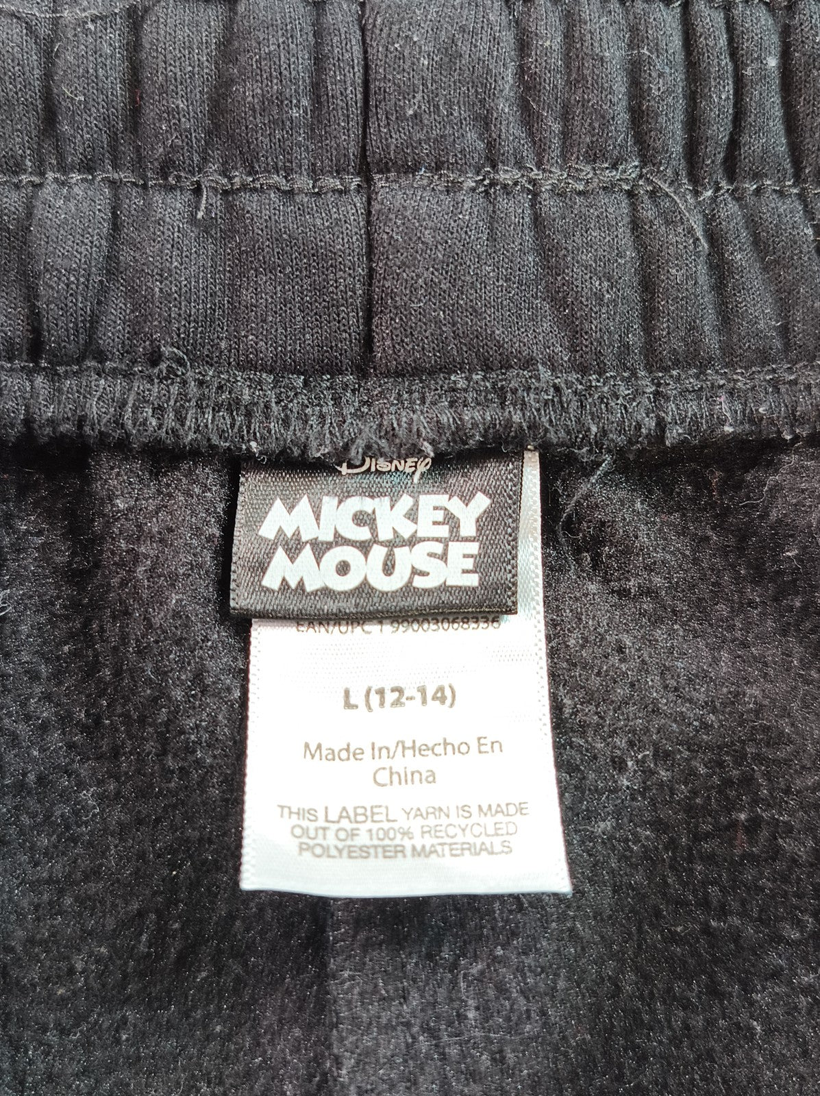 Mickey Mouse Black Jogger Pants L (12 14) Graphic Sweatpants Streetwear