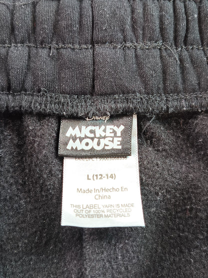 Mickey Mouse Black Jogger Pants L (12 14) Graphic Sweatpants Streetwear