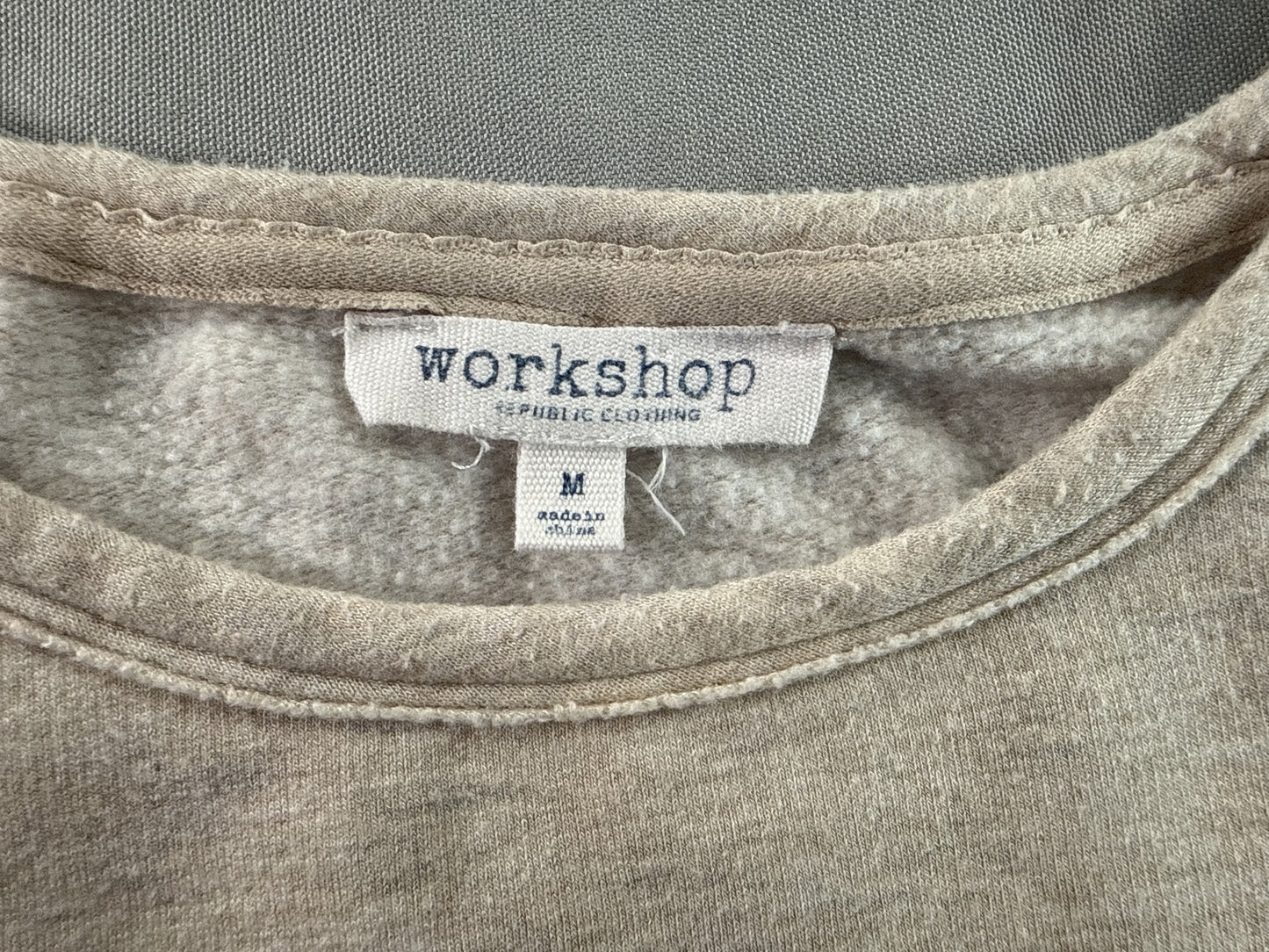 Workshop Republic Clothing Long Sleeve Crewneck Top M Gray Soft Fabric Cotton