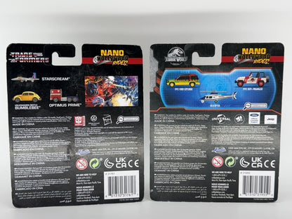 Jada Nano Metalfigs Transformers Jurassic World Diecast Lot Optimus Jeep Hasbro
