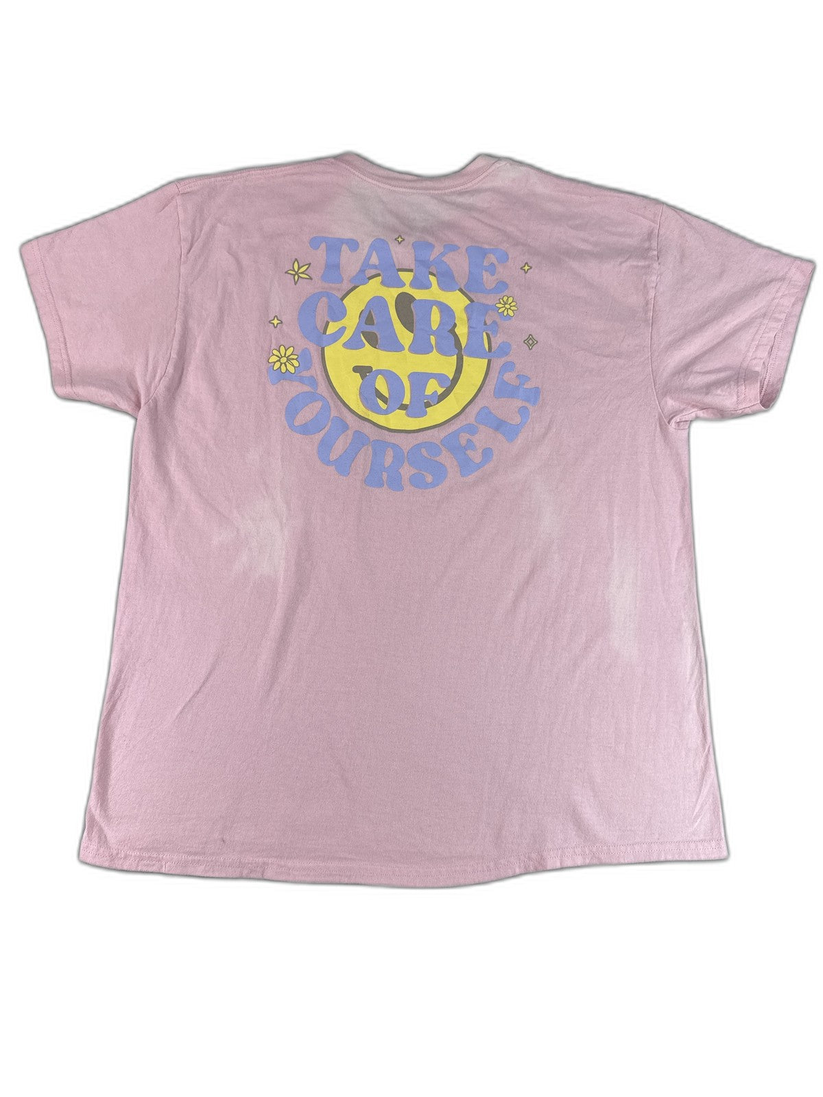 BUZZ Smile Graphic Tee X LARGE Pink 100% Cotton Crewneck Short Sleeve Streetwear