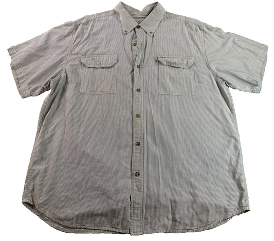 Carhartt Mens 2XL Blue Hickory Stripe Short Sleeve Button Up Work Shirt S280