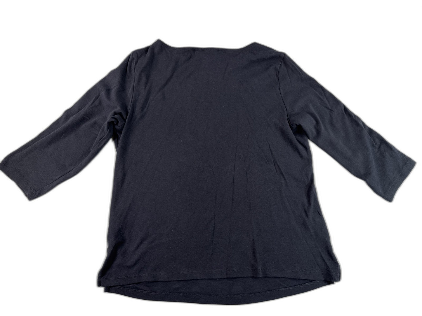 KAREN SCOTT Long Sleeve Crew Neck Top Mens 0X Black Regular Fit Snaps