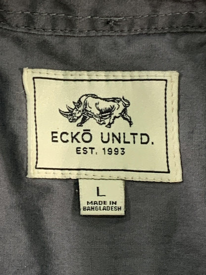 Ecko Unltd Shirt Mens Large Gray Short Sleeve Button Up Casual Rhino Logo Solid