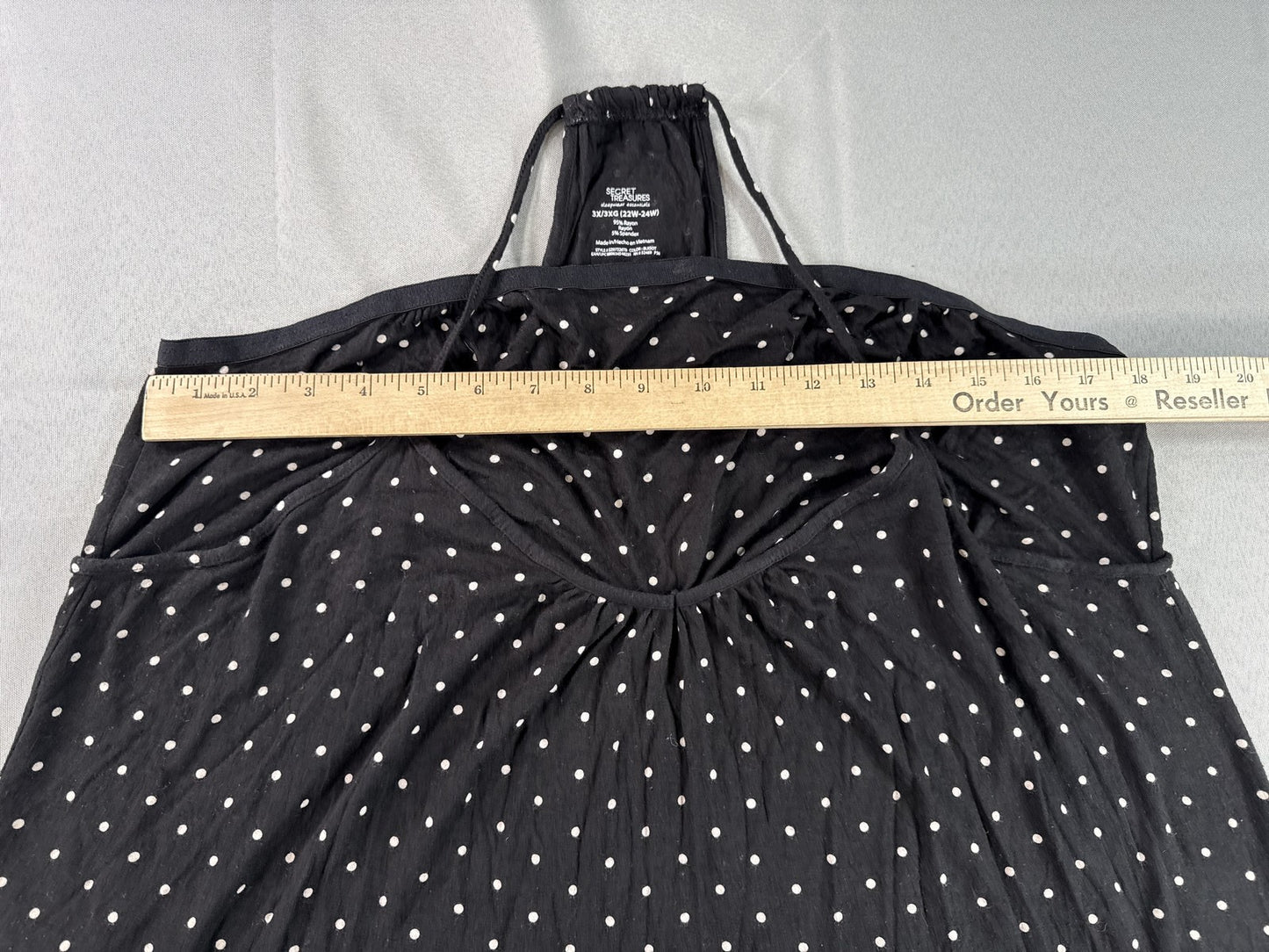 Secret Treasures Sleep Dress 3X 3X/3XG Black Polka Dot Rayon Spandex Nightgown