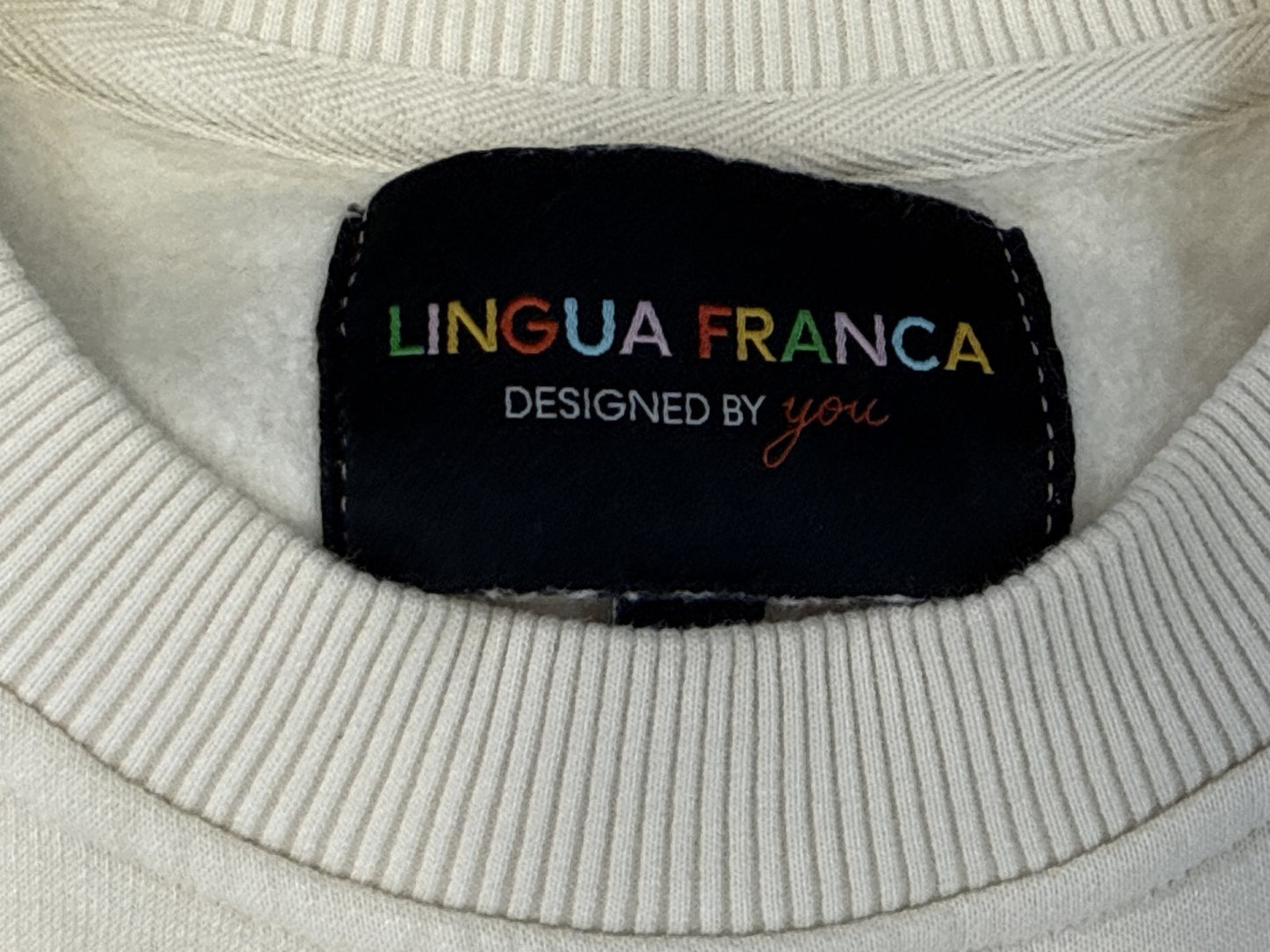 LINGUA FRANCA Crewneck Sweatshirt L Cream 100% Organic Cotton Regular Fit Long