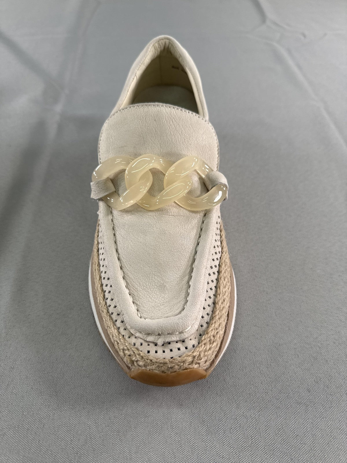 Dolce Vita Jadah Shoes Womens Size 8 Ivory Nubuck Chain Platform Loafers Slip On