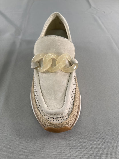 Dolce Vita Jadah Shoes Womens Size 8 Ivory Nubuck Chain Platform Loafers Slip On