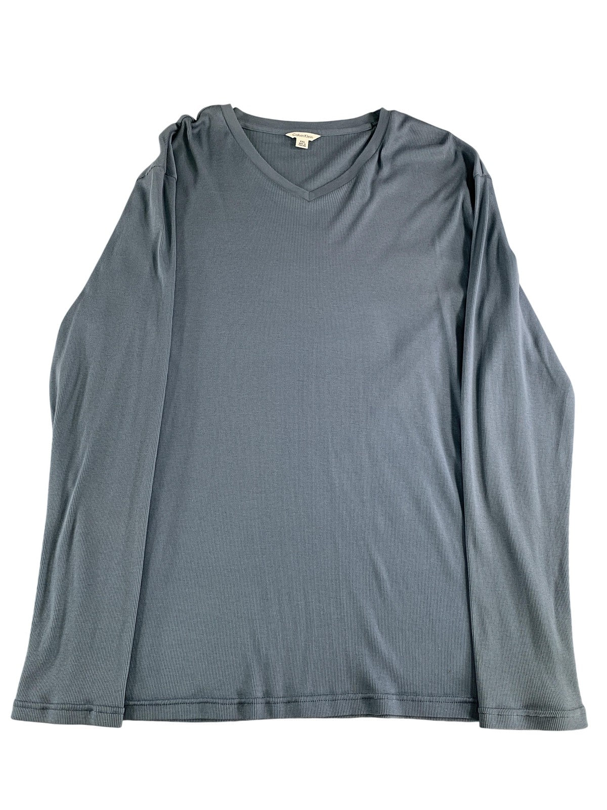 Calvin Klein Shirt Mens 2XL Blue Long Sleeve V Neck Lightweight Pullover Top