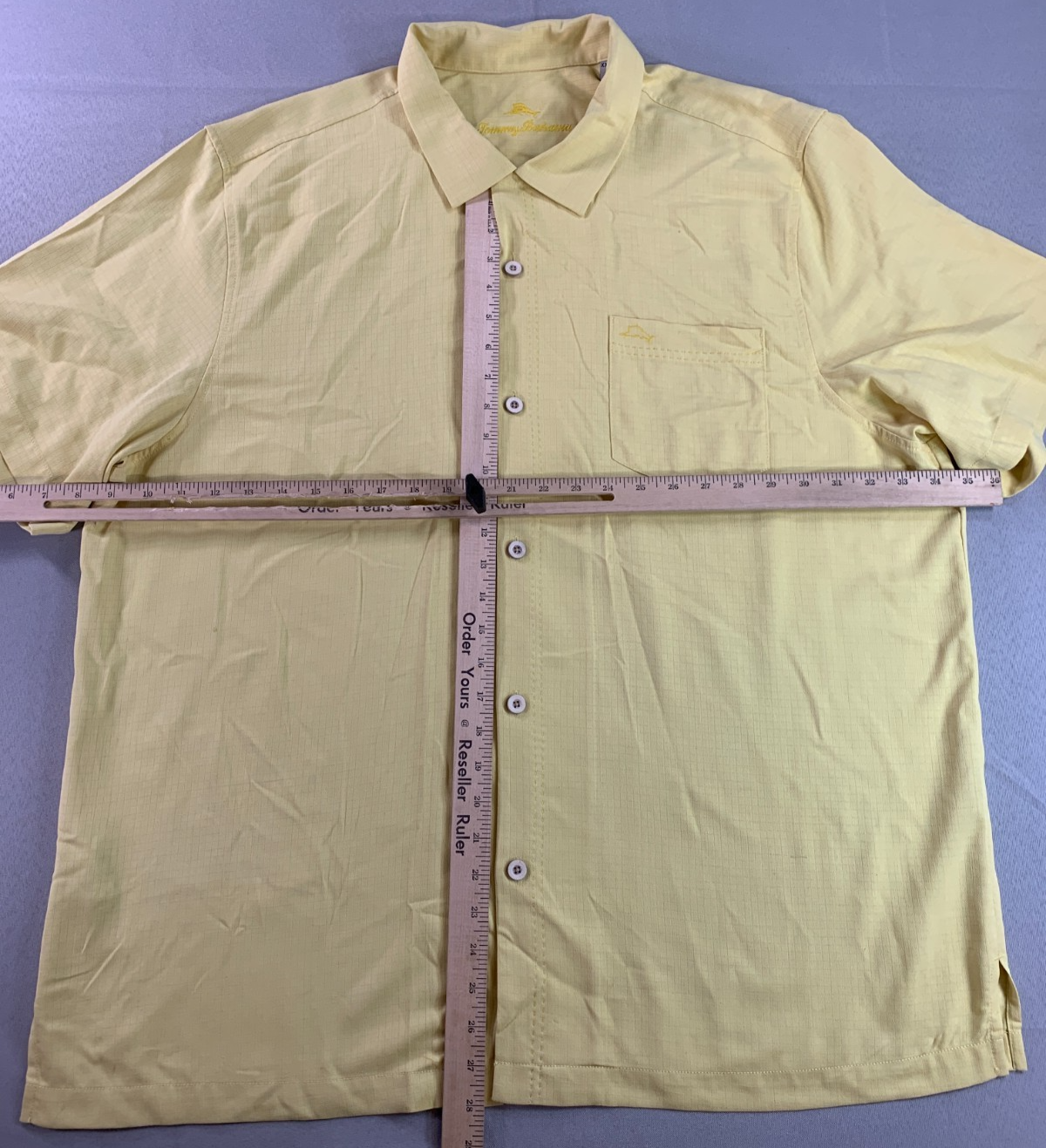 Tommy Bahama IslandZone Mens XXL Yellow Camp Shirt Button Up Short Sleeve Marlin