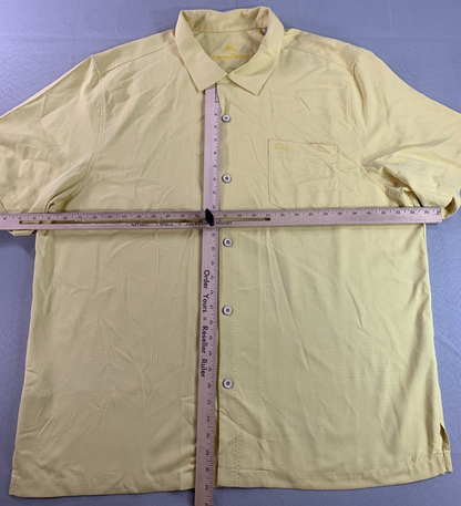 Tommy Bahama IslandZone Mens XXL Yellow Camp Shirt Button Up Short Sleeve Marlin
