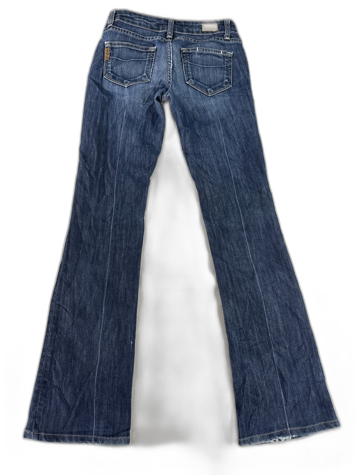 Paige Bootcut Jeans Womens 25 Blue Cotton Polyester Regular Fit Dark Wash Mid