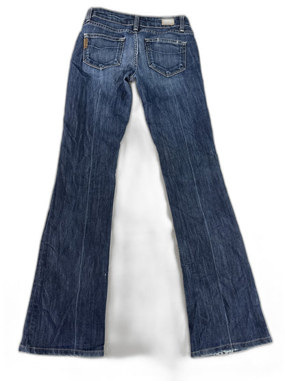 Paige Bootcut Jeans Womens 25 Blue Cotton Polyester Regular Fit Dark Wash Mid