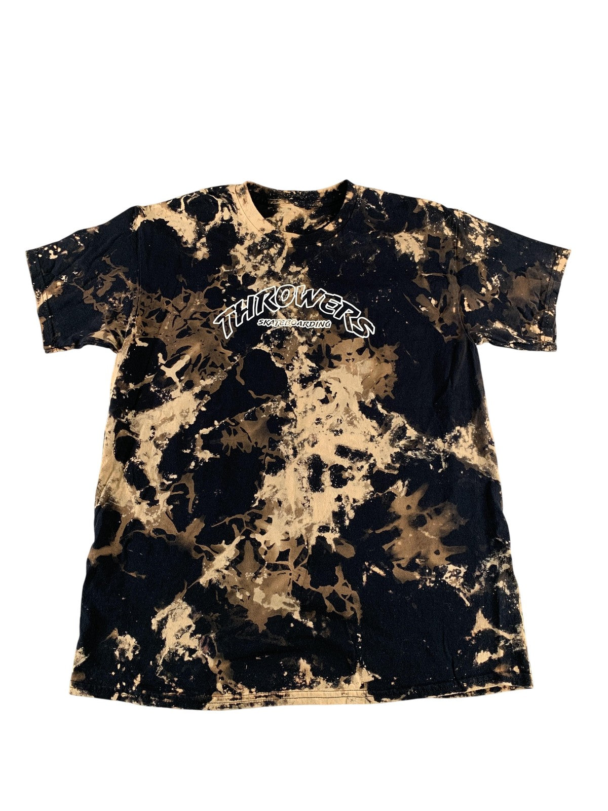 Throwers Skateboarding Shirt Mens Large Black Bleach Tie Dye Graphic Tee Unique