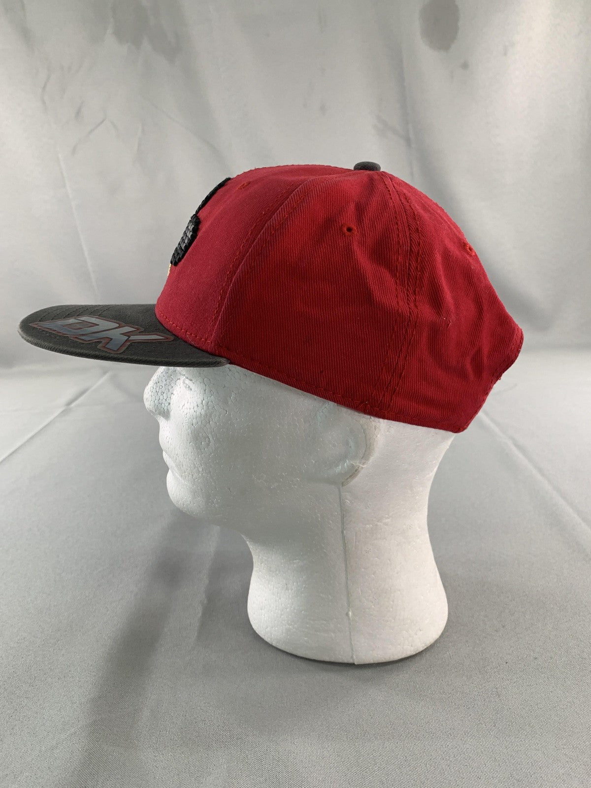 Mickey Mouse Hat Cap Snap Back Red Gray Pixel Embroidered Disney Parks Youth 100