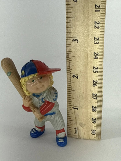 1984 Cabbage Patch Kids PVC Figurine Baseball Boy w/ Bat &amp; Baby Lot Apparel
