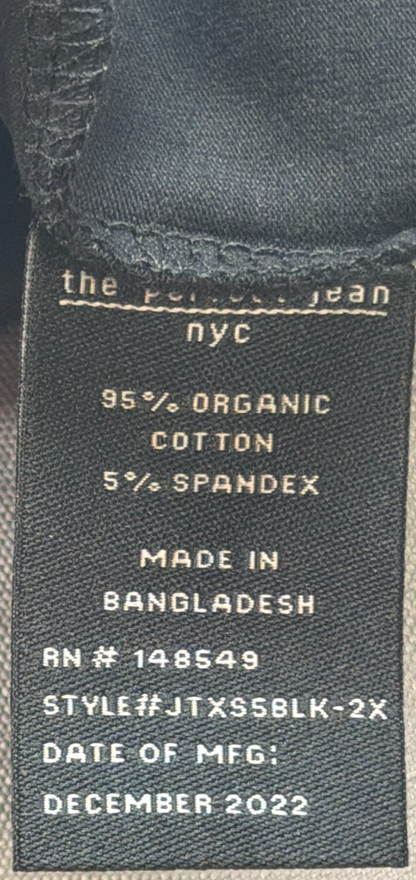 Perfect Jean NYC Black T Shirt Mens 2X Organic Cotton Stretch Crew Neck Tee