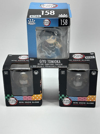 Demon Slayer Funko Minis Giyu Tomioka + Snow Globe Lot Anime Figures NIB Apparel