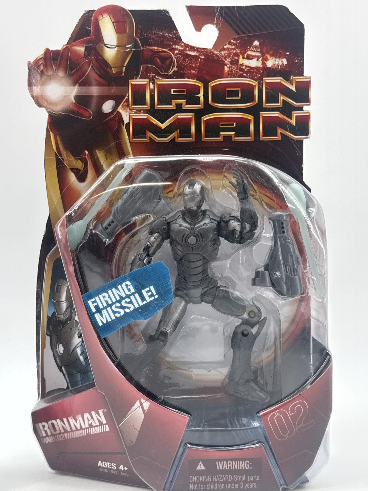 Marvel Iron Man Movie Mark 02 Action Figure Hasbro Firing Missile Silver Red NWT