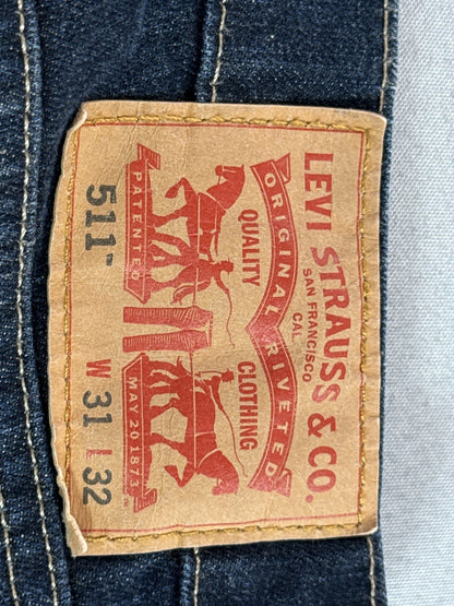 Levi's 511 Straight Leg Jeans W 31 L 32 Dark Wash Cotton Classic Fit Pockets