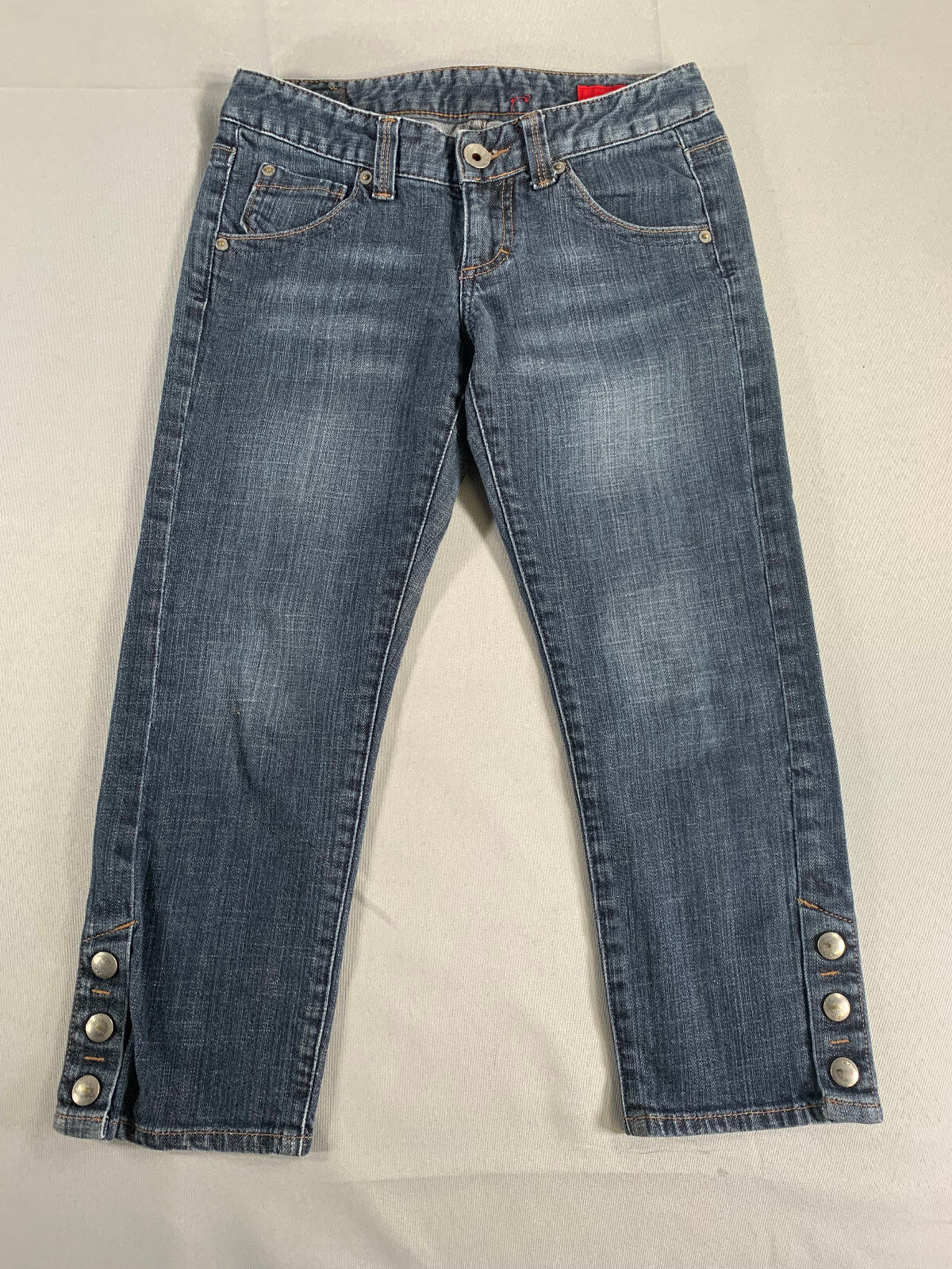 Vintage X2 Jeans Size 0 Y2K Made in Hong Kong Button Hem Mid Rise Denim Apparel