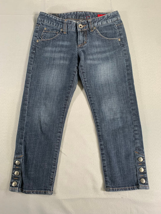 Vintage X2 Jeans Size 0 Y2K Made in Hong Kong Button Hem Mid Rise Denim Apparel