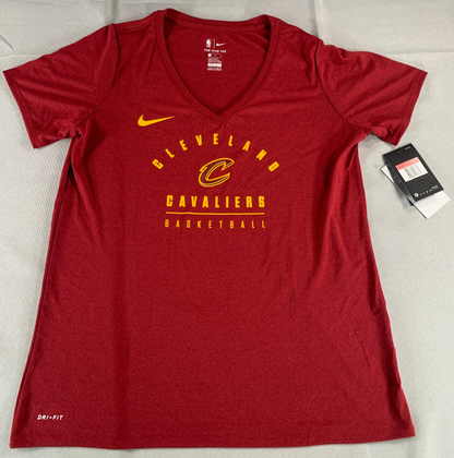 Nike Cleveland Cavaliers AA2809-677 Dri-FIT V-Neck Tee Womens L Red NBA Shirt