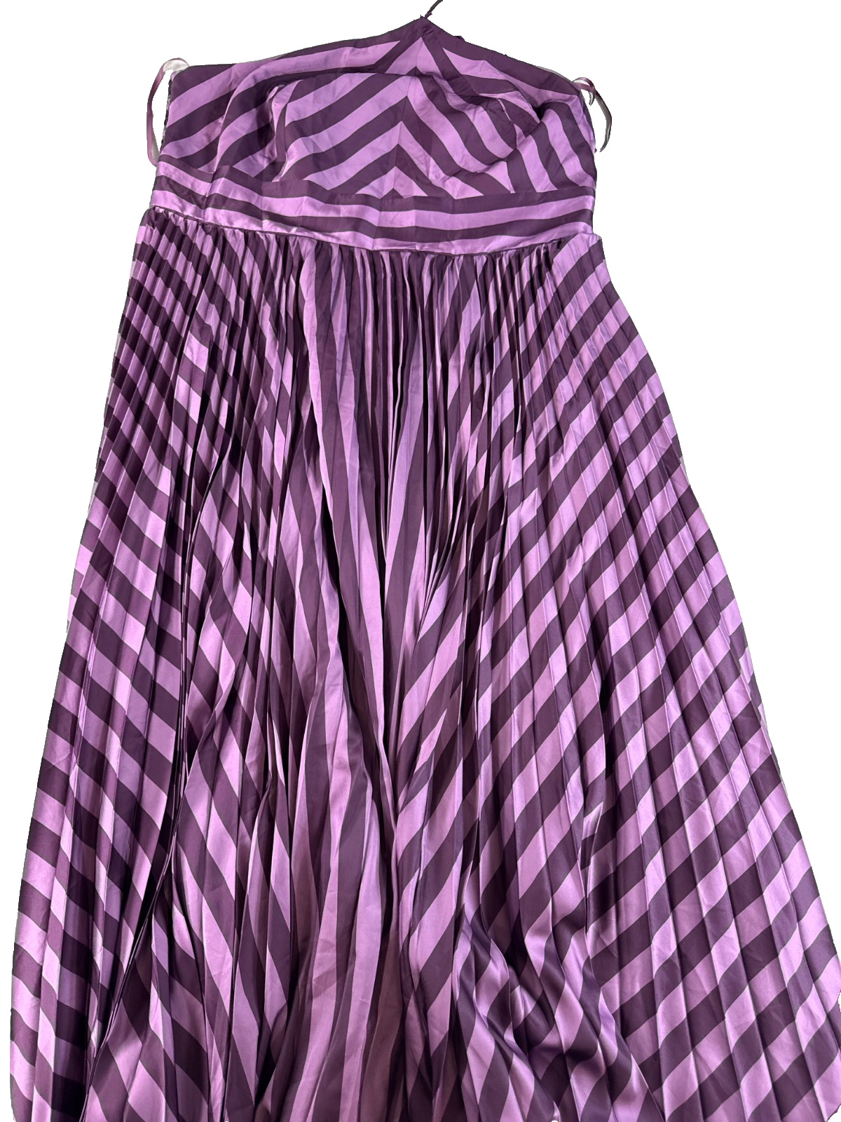 Anthropologie Hutch Purple Pleated Maxi Dress Striped Sleeveless Women’s 2X