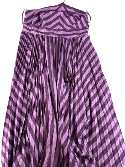 Anthropologie Hutch Purple Pleated Maxi Dress Striped Sleeveless Women’s 2X