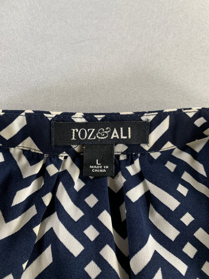 Roz & Ali Blouse Womens Large Chevron Geometric Sleeveless Top Polyester 100
