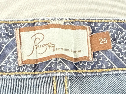 Paige Bootcut Jeans Womens 25 Blue Cotton Polyester Regular Fit Dark Wash Mid