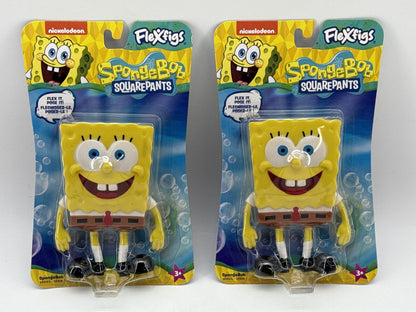 Lot of 2 Nickelodeon Series 1 SpongeBob SquarePants Action Figure Yellow Plastic