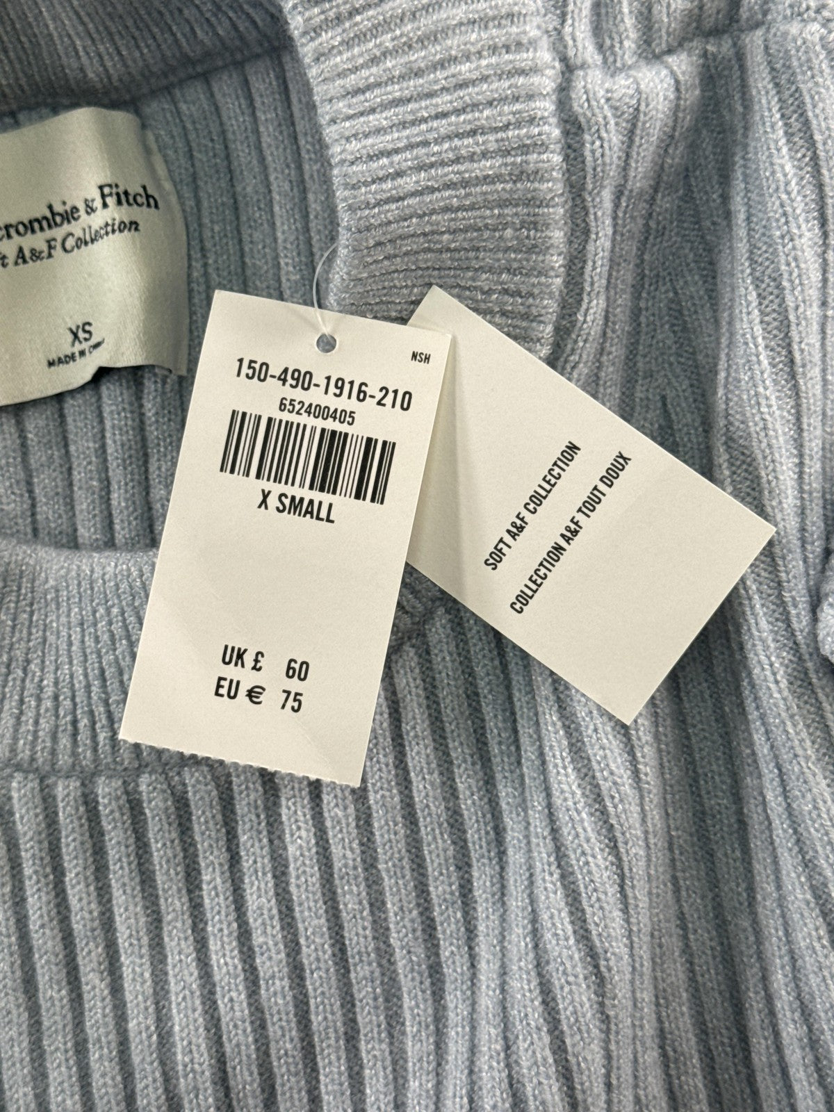 Abercrombie & Fitch Sweater Womens XS Blue Soft A&F Collection Ribbed Knit New