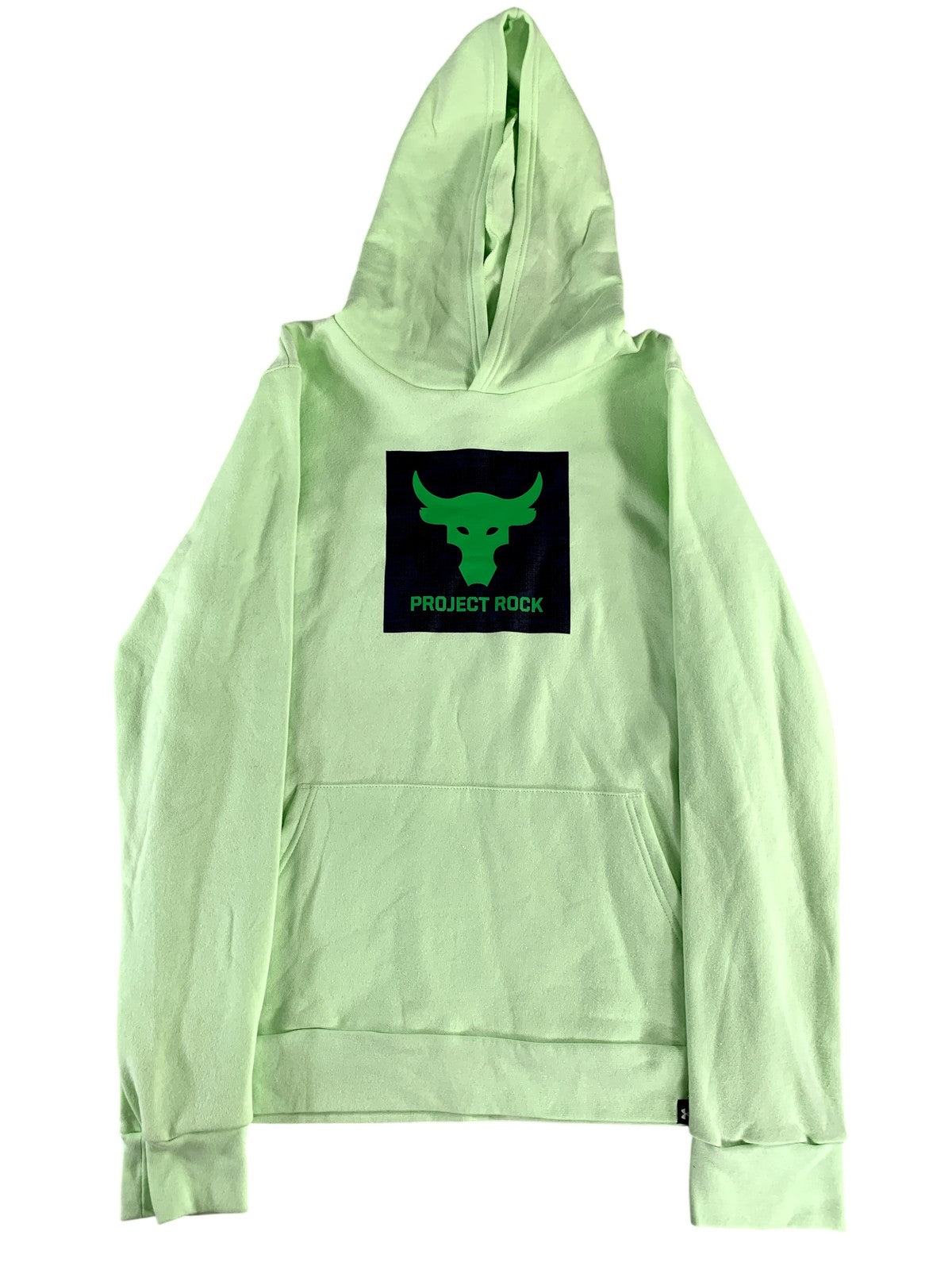 Under Armour Project Rock Hoodie Youth Extra Large Green Loose Fleece Sweatshirt