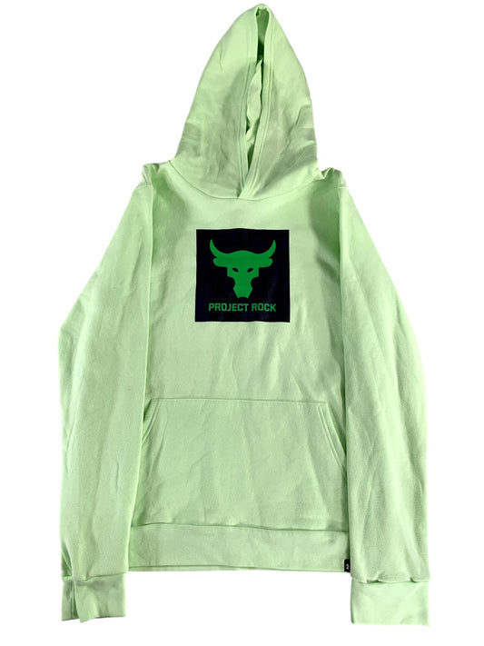 Under Armour Project Rock Hoodie Youth Extra Large Green Loose Fleece Sweatshirt