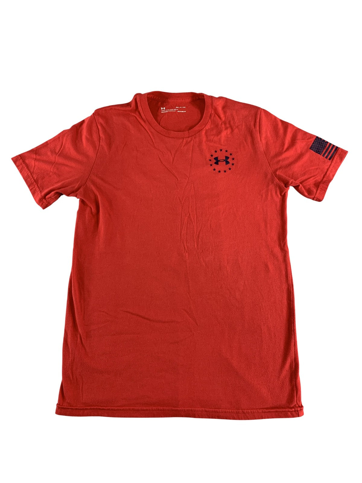 Under Armour Shirt Mens Small Red HeatGear Freedom Patriotic USA Flag Tee NWT